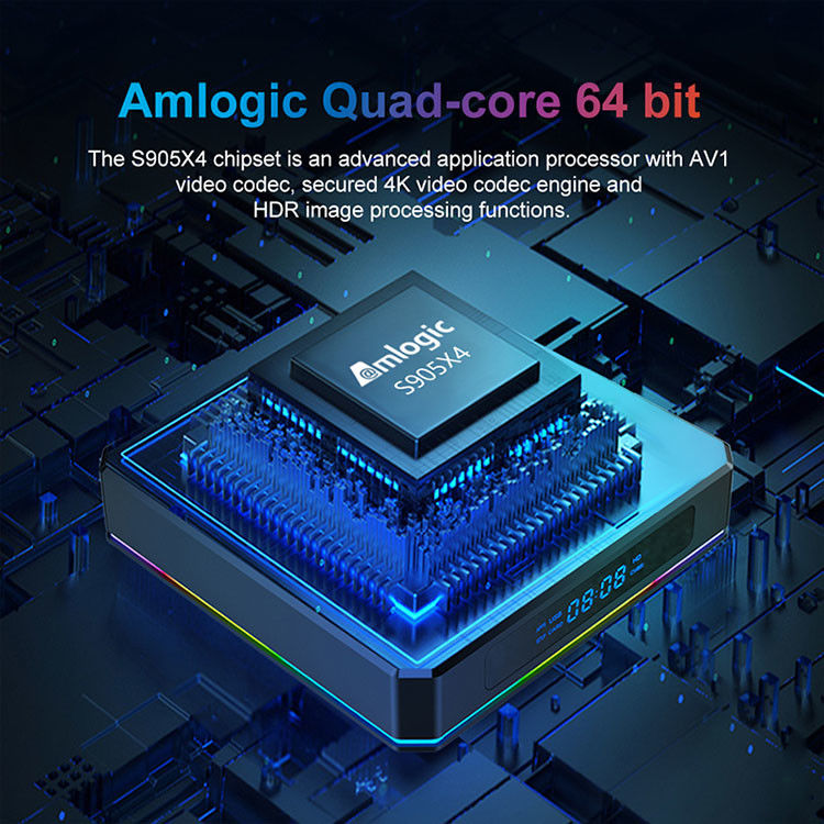 ARM Cortex A55 OTT Amlogic Android Tv Box S905x4 مشغل وسائط رباعي النواة